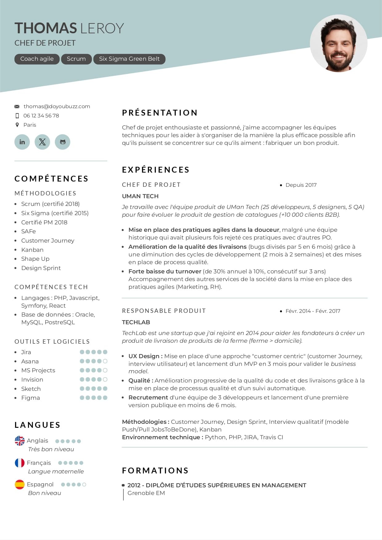 Un modello di CV professionale ed elegante