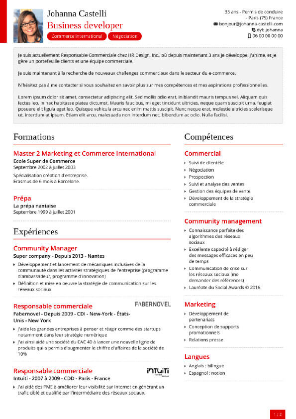 Una plantilla de CV sobria y profesional