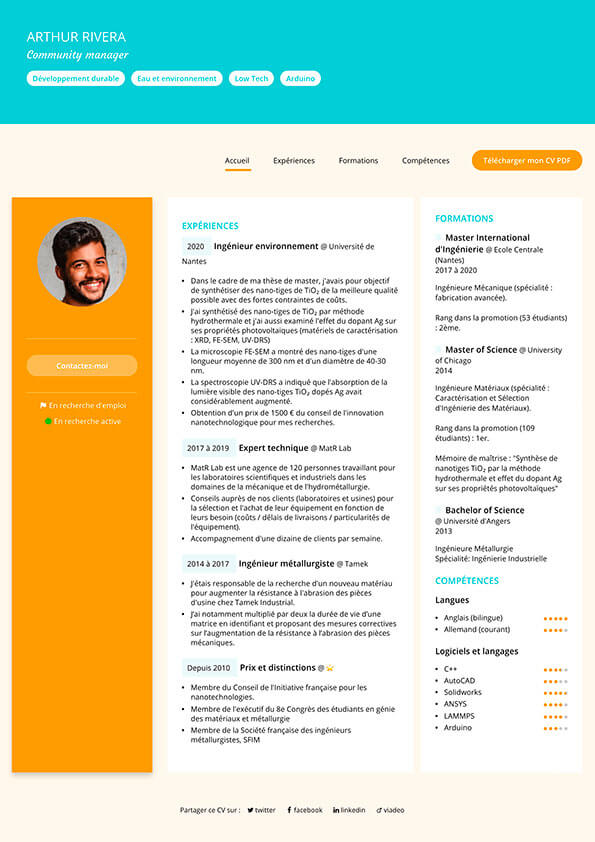 Modèle d'un CV moderne et coloré