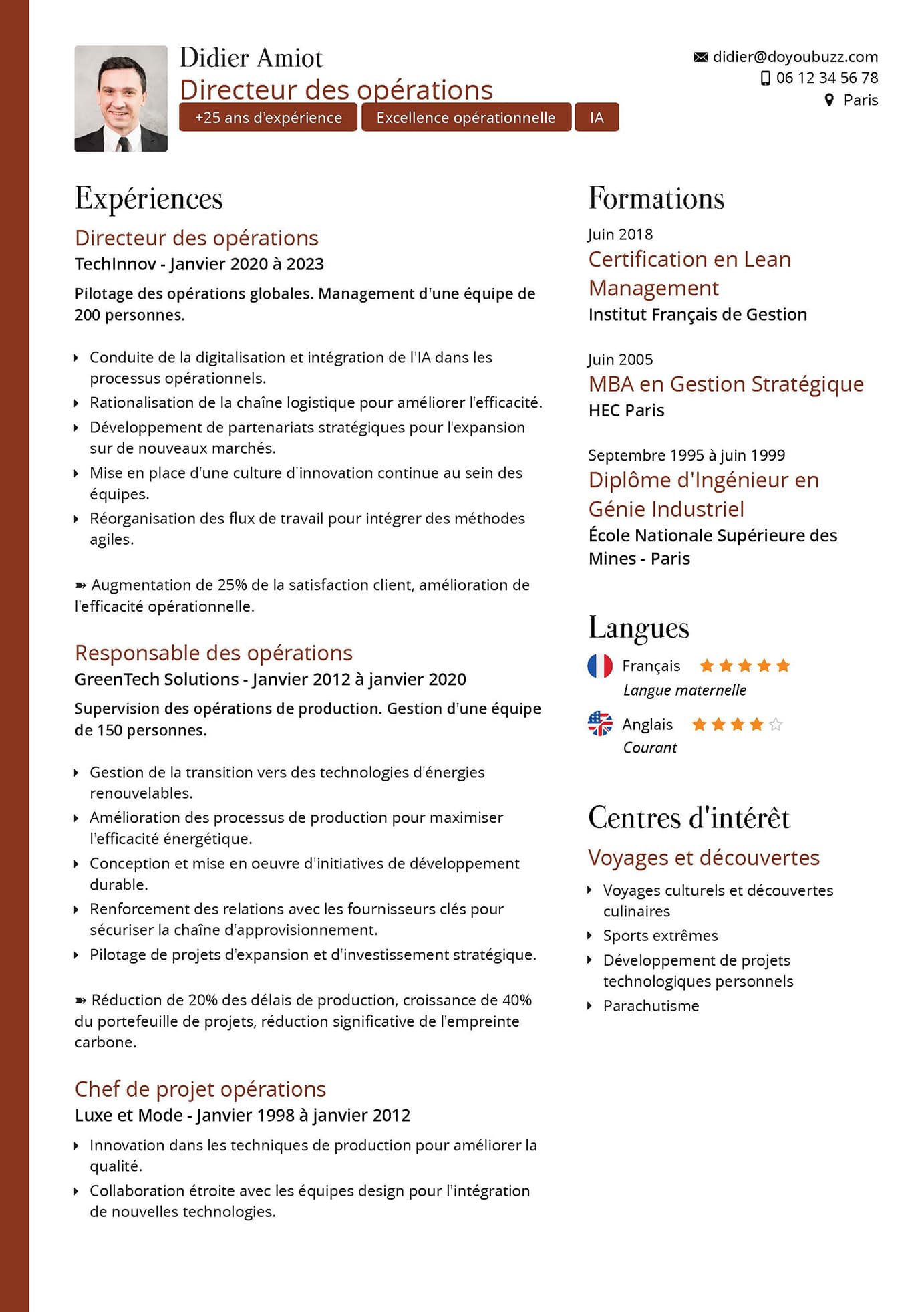 Un modello di CV professionale ed elegante